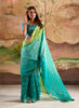 Aqua Blue Woven Georgette Silk Saree