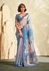 Blue Digital Printed Textured Handloom Khadi Silk Saree