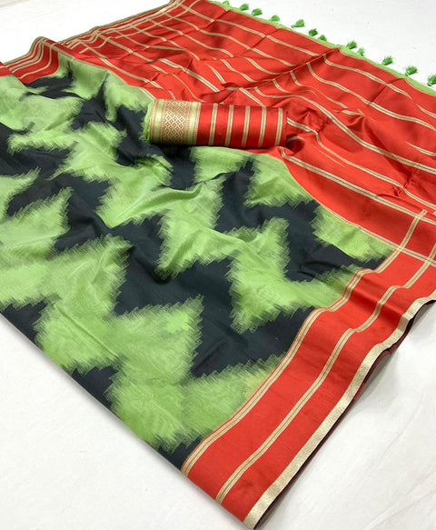 Green Woven Soft Silk Saree