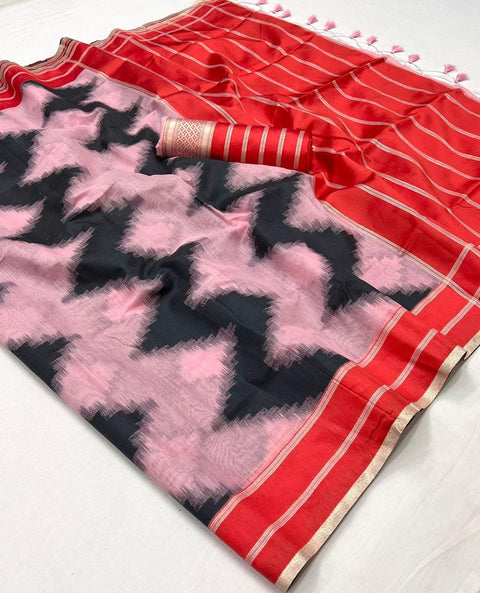 Pink Woven Soft Silk Saree