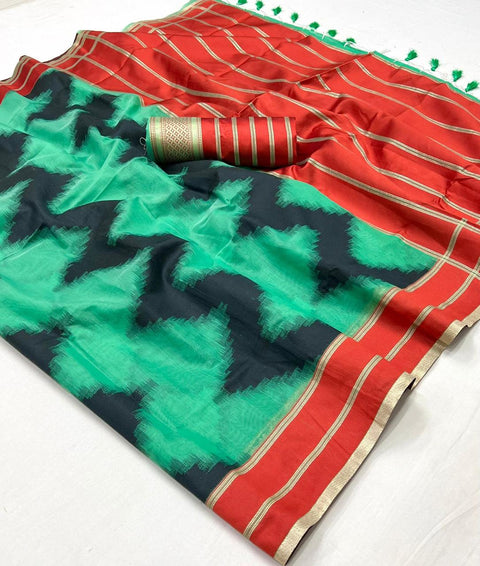 Green Woven Soft Silk Saree