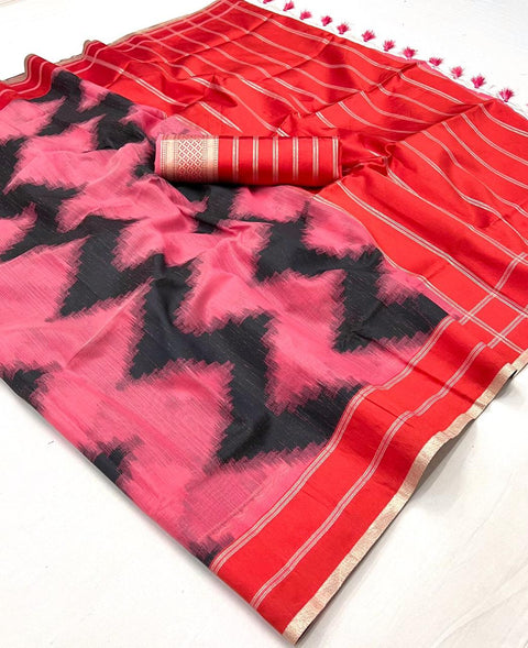 Pink Woven Soft Silk Saree