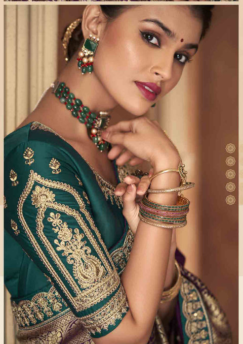 Purple Festive Wear Kanjivaram Blended Silk Saree With Tassels