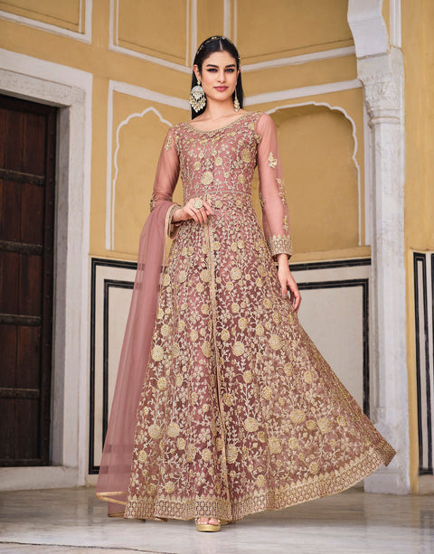 Pink Anarkali Suit With Pent Style Party Wear Suit