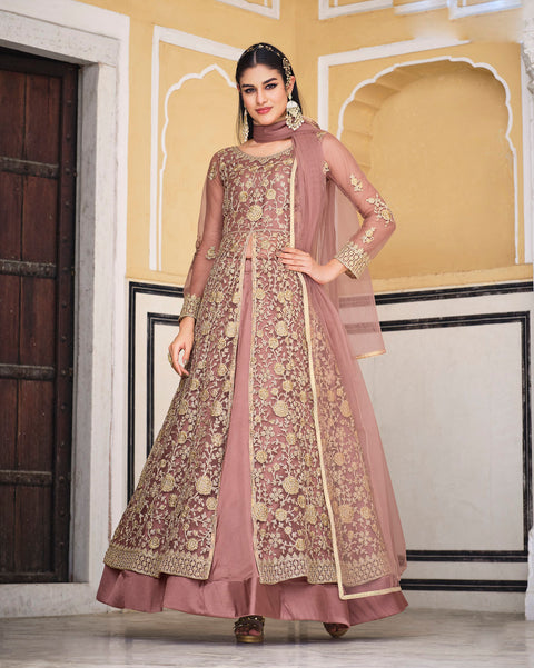 Pink Anarkali Suit With Pent Style Party Wear Suit