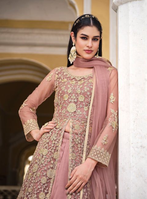 Pink Anarkali Suit With Pent Style Party Wear Suit