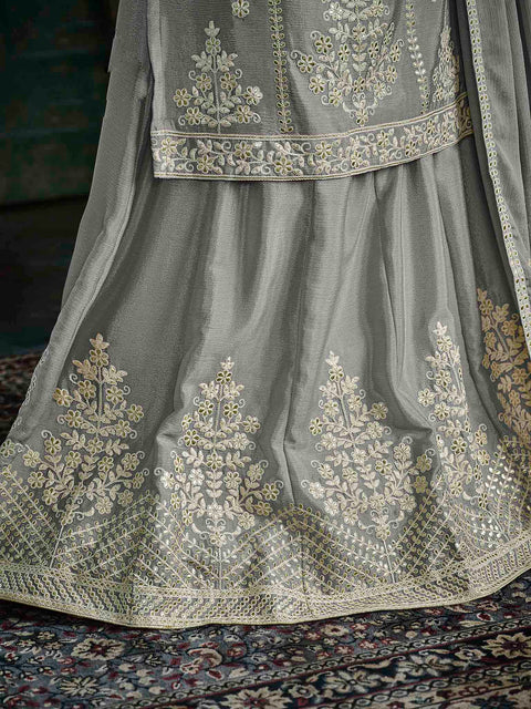 Grey Partywear Pitai Work Lehenga Style Suit