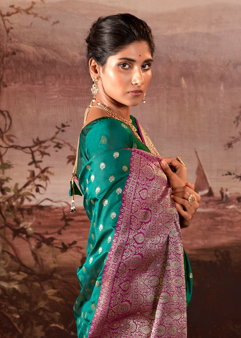 Traditional Green Woven Banarasi Silk Saree