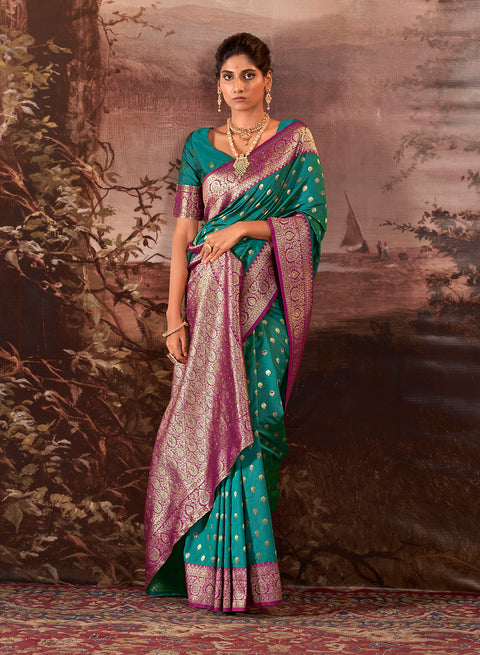 Traditional Green Woven Banarasi Silk Saree