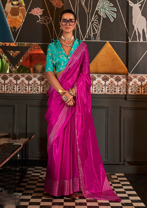 Discover Magenta Hand Woven Viscose Silk Saree