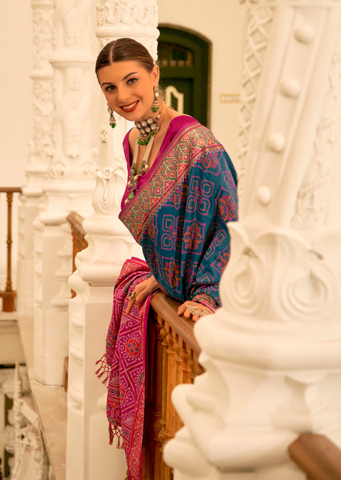 Royal Blue Woven Banarasi Patola Silk Saree