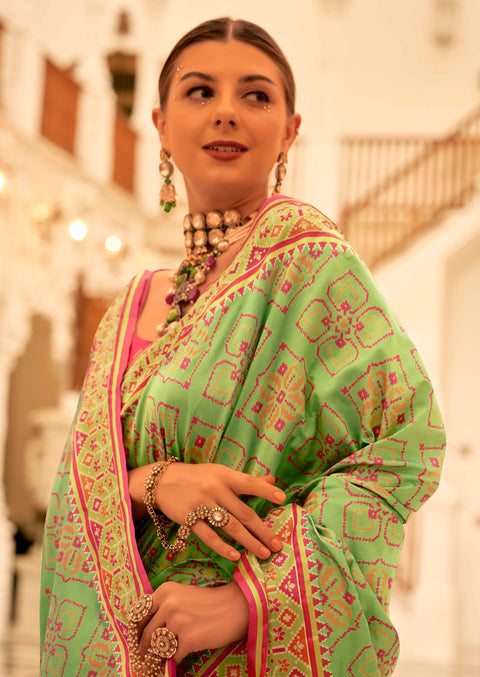 Imperial Green Woven Banarasi Patola Silk Saree