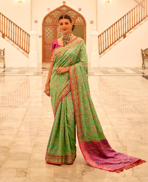 Imperial Green Woven Banarasi Patola Silk Saree