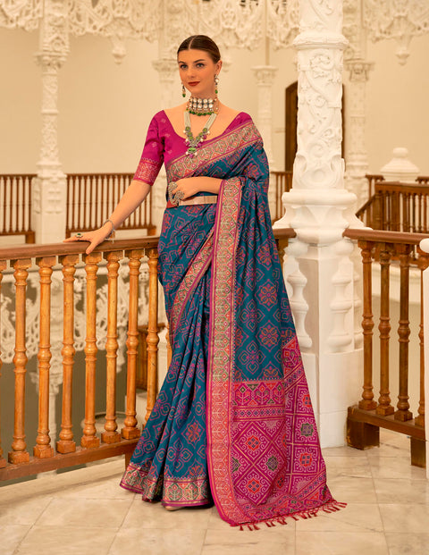 Royal Blue Woven Banarasi Patola Silk Saree
