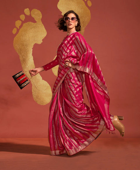 Red And Gold Banarasi Soft Silk Saree