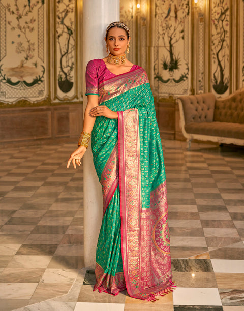 Fresh Green Woven Banarasi Silk Saree