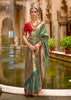 Beautiful Green Banarasi Silk Saree With Contrast Blouse