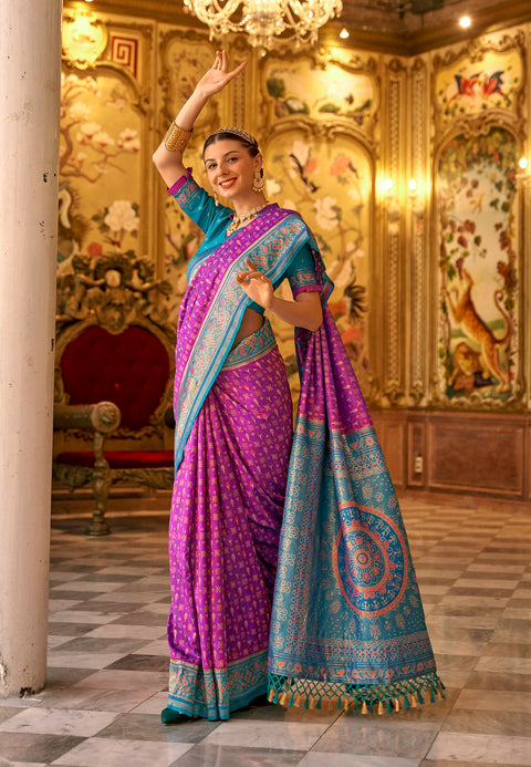 Dahlia Purple Woven Banarasi Silk Saree