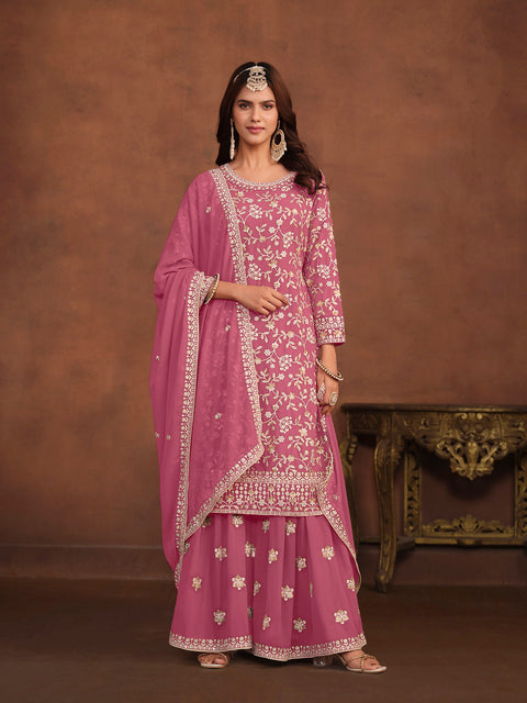 Light Pink Embroidery Georgette Salwar suit