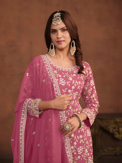 Light Pink Embroidery Georgette Salwar suit