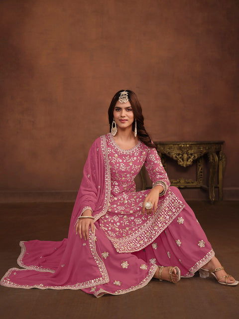 Light Pink Embroidery Georgette Salwar suit