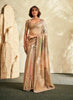 Beige Digital Printed Textured Handloom Khadi Silk Saree