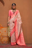 Beige And Peach Woven Soft Kalamkari Silk Saree