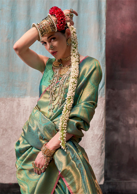 Green Woven Kanjivaram Silk Saree