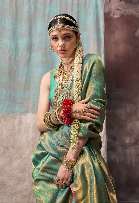 Green Woven Kanjivaram Silk Saree