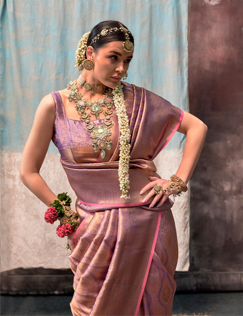 Lavender Woven Kanjivaram Silk Saree