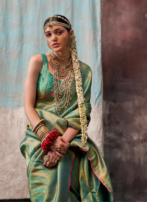 Green Woven Kanjivaram Silk Saree