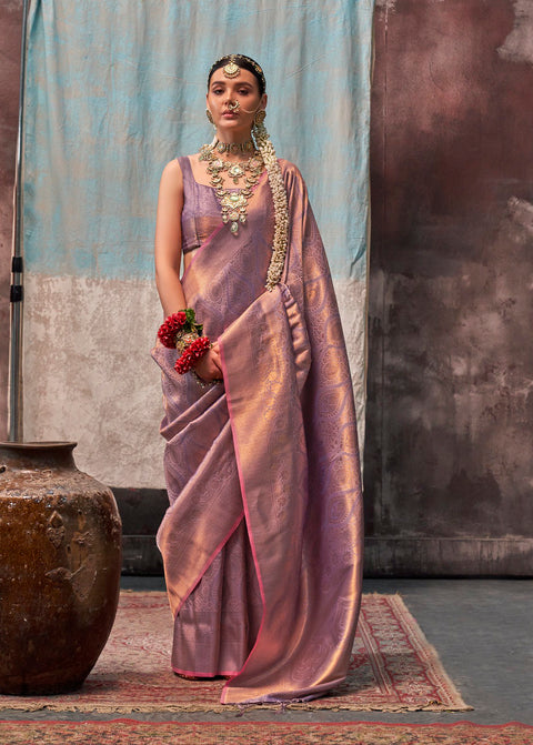 Lavender Woven Kanjivaram Silk Saree