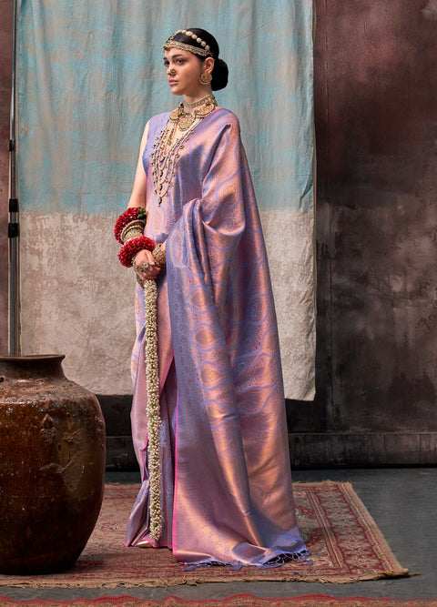 Purple Woven Kanjivaram Silk Saree