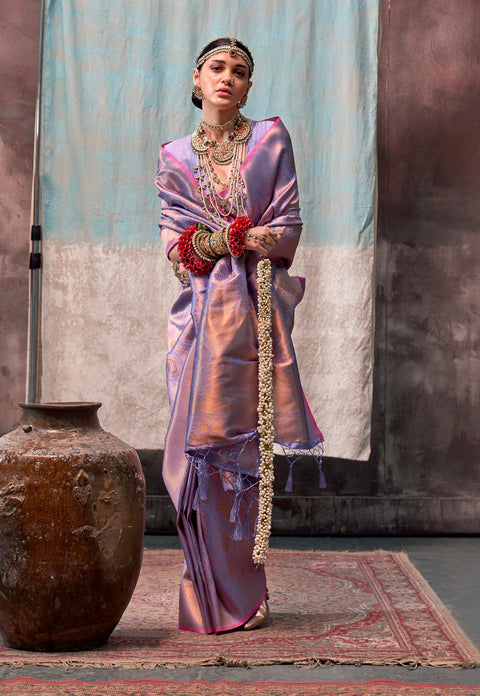 Purple Woven Kanjivaram Silk Saree