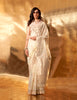 Beige Woven Linen Banarasi Silk Saree