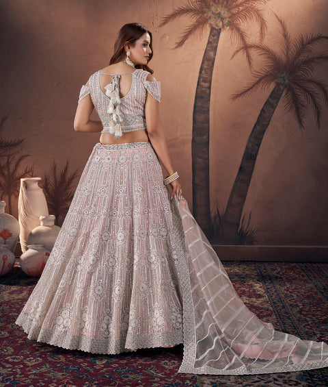 Premium Net Baby Pink Heavy Handwork Bridal Lehenga Choli