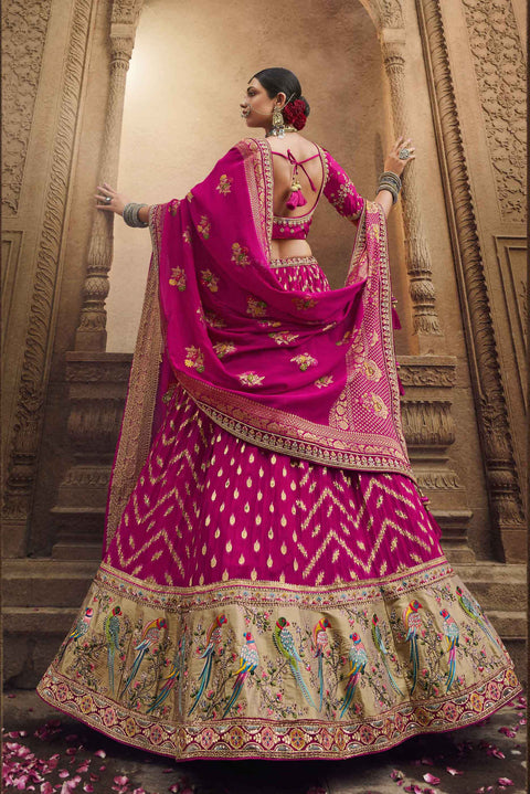 Magenta  Wedding Wear Viscose Hand Work Lehenga Choli