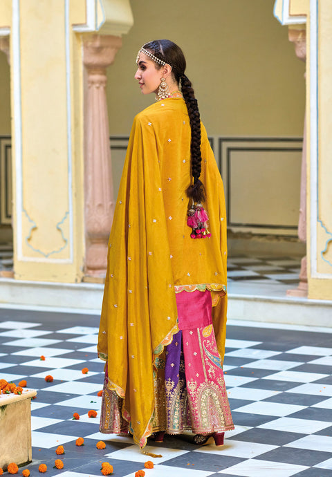 Pink Embroidered Silk Party Wear Lehenga Suit