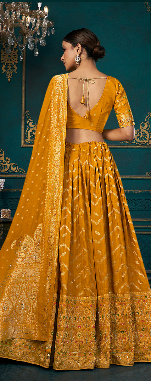 Classy Yellow Silk Festival Wear Lehenga Choli