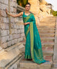 Basil Green Woven Banarasi Soft Silk Saree