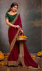Beautiful Maroon Soft Satin Silk Swarovski Work Saree