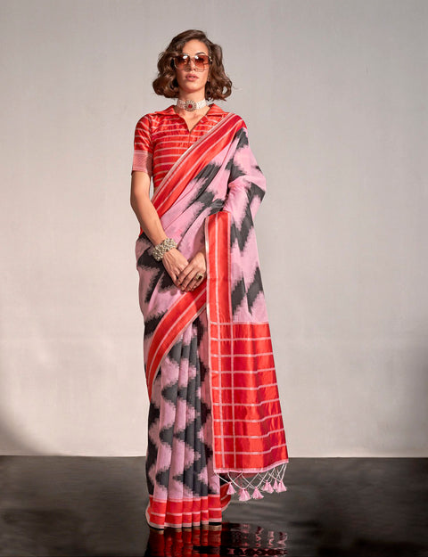 Pink Woven Soft Silk Saree