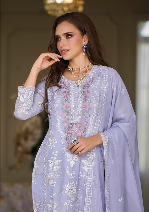Gorgeous Lavender  Embroidered Organza Wedding Wear Salwar Kameez