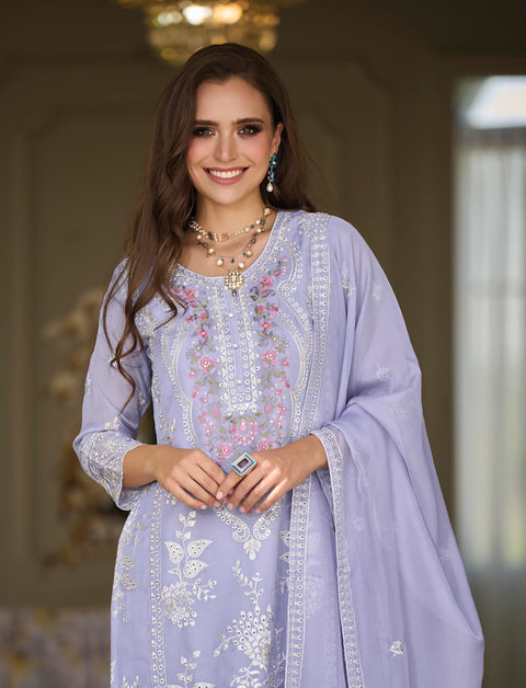 Gorgeous Lavender  Embroidered Organza Wedding Wear Salwar Kameez