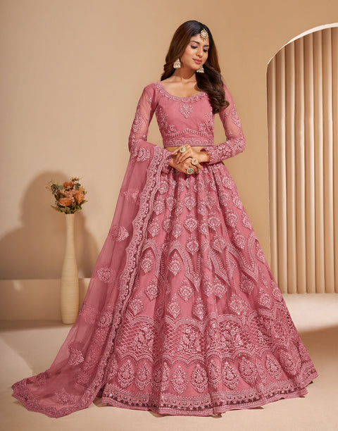 Pink Embellished Stone Work Lehenga Choli
