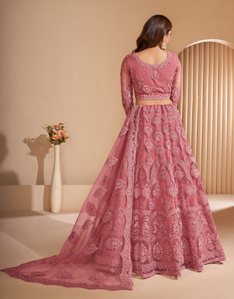 Pink Embellished Stone Work Lehenga Choli