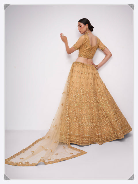 Remarkable Brown Heavily Embroidered Lehenga Choli