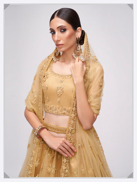 Remarkable Brown Heavily Embroidered Lehenga Choli