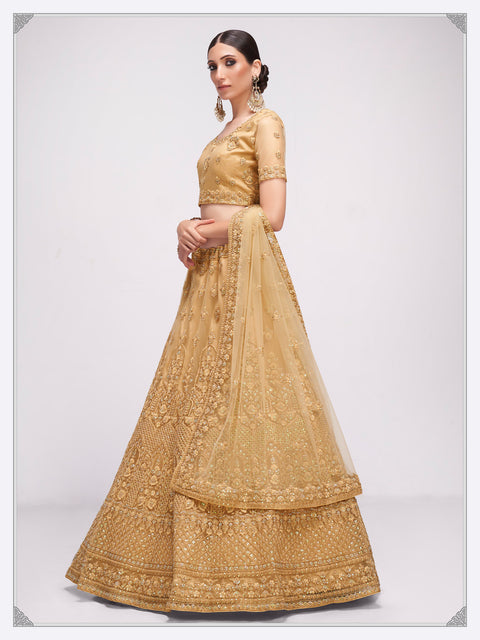 Remarkable Brown Heavily Embroidered Lehenga Choli