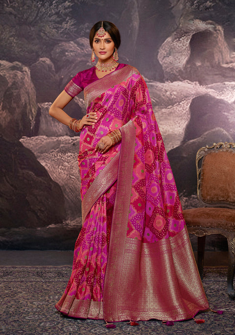 magenta Party Wear Rangkart Silk Saree With Tassels
